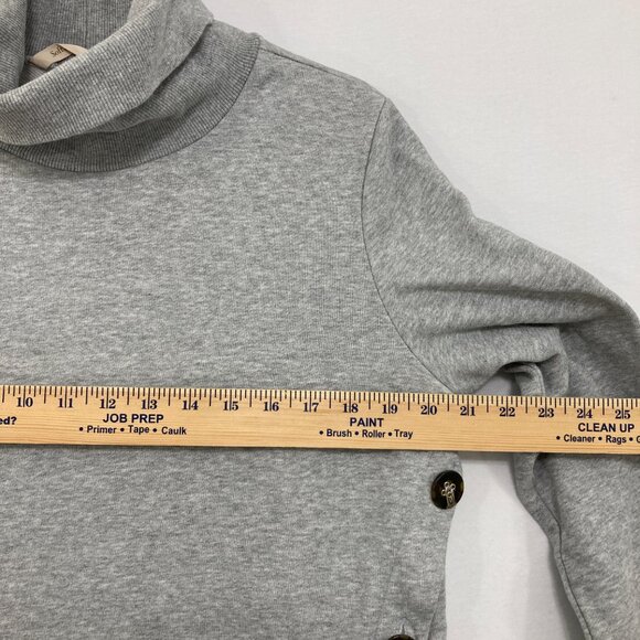 Soft Surroundings Large Gray Turtle Neck Button Detail Cozy Long Sleeve Sweater - Picture 6 of 10